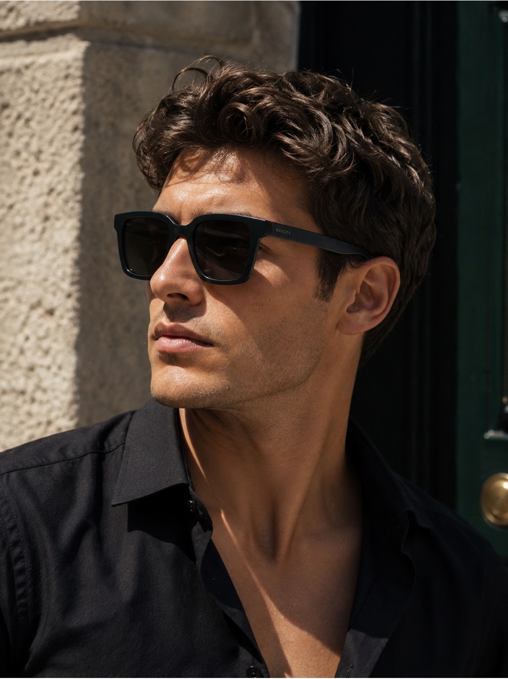 Gucci Teal Square Sunglasses with Brown Lenses